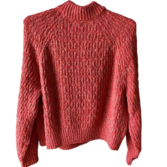 Universal Thread Cable Knit Sweater Mock Neck Size Large Red Orange Cozy Cropped - Picture 4 of 15